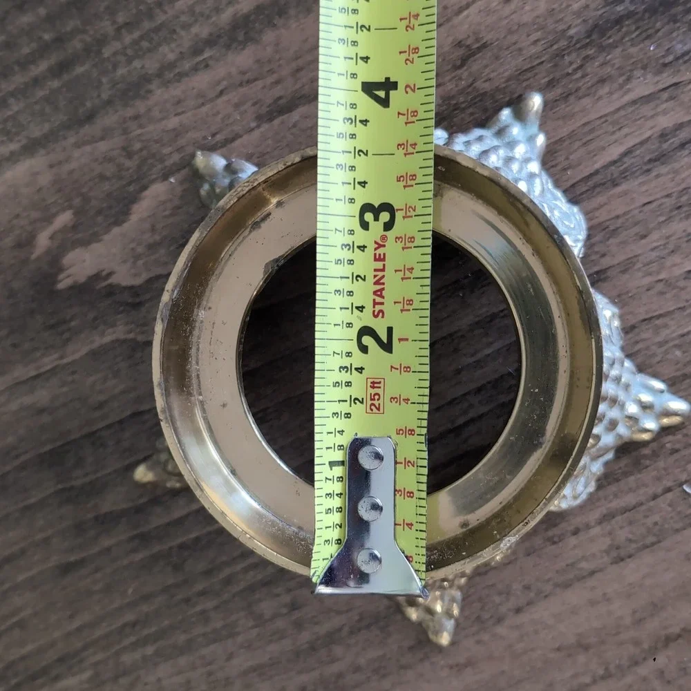 Vintage Brass Grape Candle Holder Bowl Stand Gold Ornate Pedestal Base Potpourri